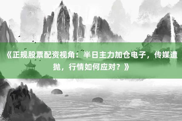 《正规股票配资视角：半日主力加仓电子，传媒遭抛，行情如何应对？》