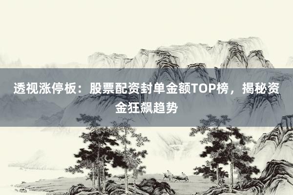 透视涨停板：股票配资封单金额TOP榜，揭秘资金狂飙趋势