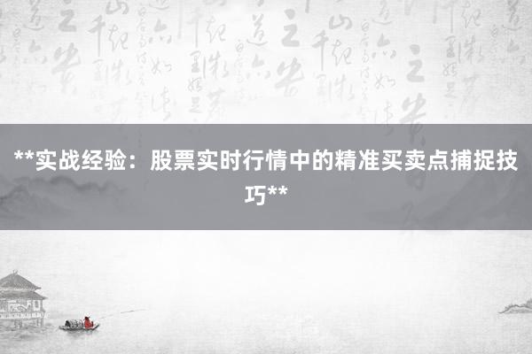 **实战经验：股票实时行情中的精准买卖点捕捉技巧**